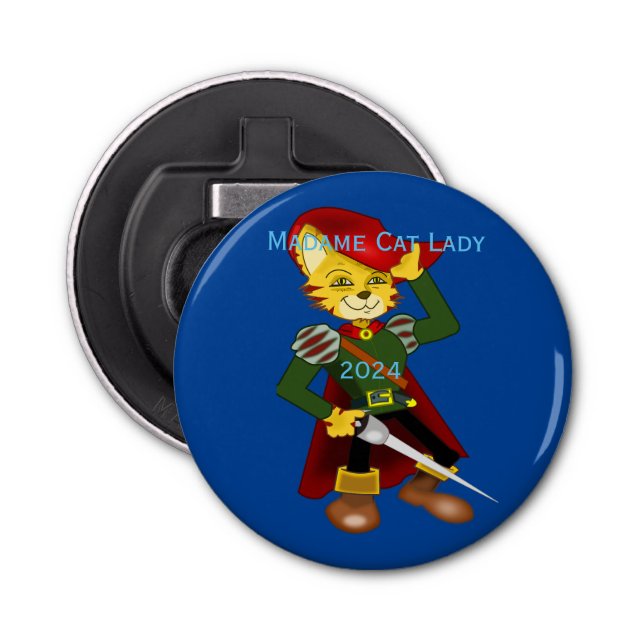 Abrebotellas Madame Cat Lady 2024 para el presidente Thunder_Co (Anverso)