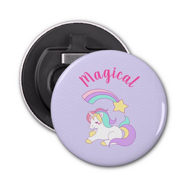 Abrebotellas Magnífico unicornio con estrella de tiro arco iris (Anverso)