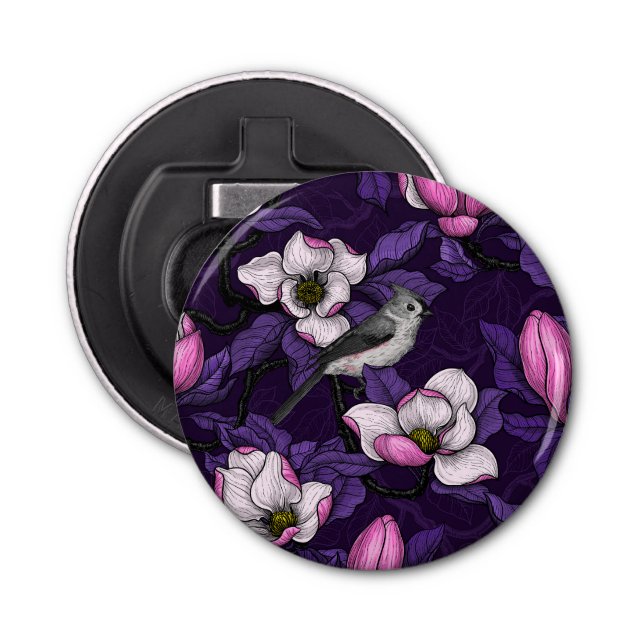 Abrebotellas Magnolia y pájaro del titmouse 4 (Anverso)