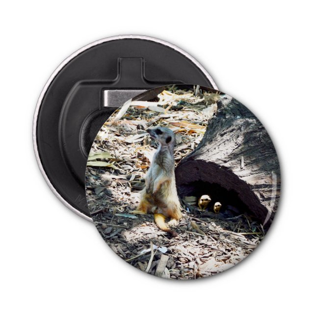 Abrebotellas Mamá De Meerkat Con Sus Hijos, Apertura De Botella (Anverso)