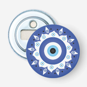 Abrebotellas Mandala griega malvado Ojo Azul Blanco