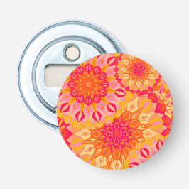 Abrebotellas Mandalas superpuestos naranja rosa amarillo