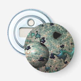 Abrebotellas Mandelbrot de Esmeralda y Oro con Esfera