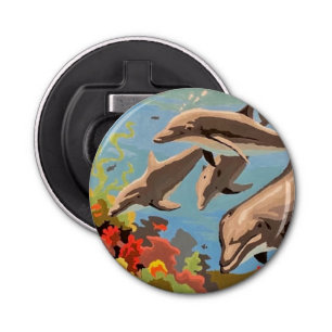 Abrebotellas Mano Pintada Por Número   Delfines lúdicos  