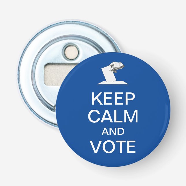 Abrebotellas Mantener la calma y votar 2026 (Anverso)
