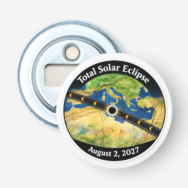 Abrebotellas Mapa del eclipse solar total de 2027 (Anverso)