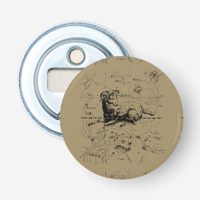 Abrebotellas Mapa Hevelius 1690 de la constelación del aries (Anverso)