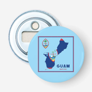 Abrebotellas Mapa y sello de la bandera de Guam