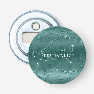 Abrebotellas Marble Glitzy verde esmeralda personalizado