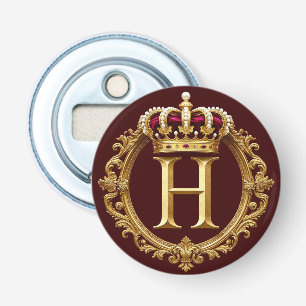 Abrebotellas Marco de oro lujoso con monograma coronado