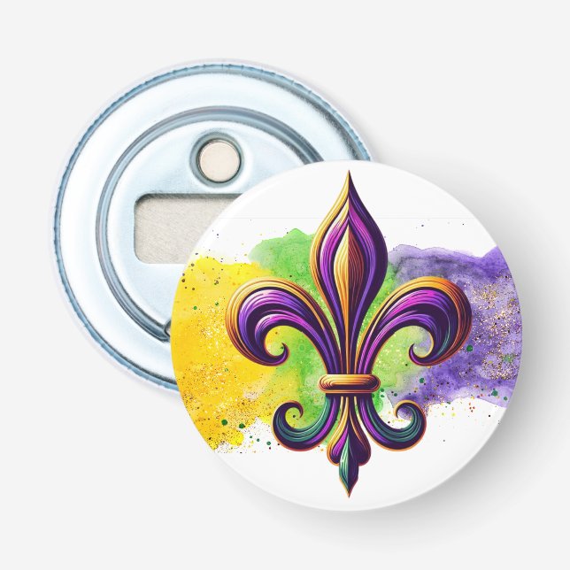 Abrebotellas Mardi Gras Fleur de lis (Anverso)