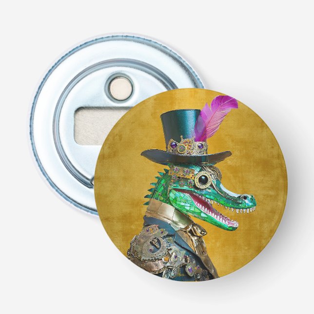 Abrebotellas Mardi Gras Steampunk Fiesta Animal Alligator (Anverso)