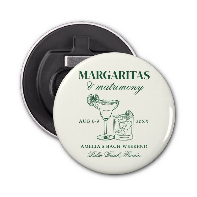 Abrebotellas Margaritas y Matrimonia Bachelorette Weekend (Anverso)