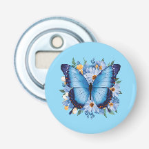 Mariposa Azul Grácil en Floral
