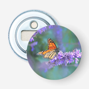 Abrebotellas Mariposa monarca en la flor de lilo púrpura