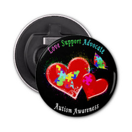 Abrebotellas Mariposas del autismo en corazones