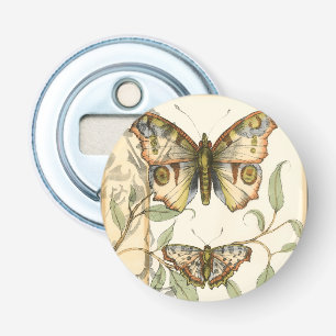 Abrebotellas Mariposas tándem sobre hojas verdes
