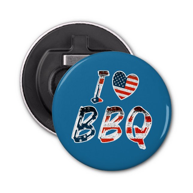 Abrebotellas Me encanta la barbacoa, patriota estadounidense (Anverso)