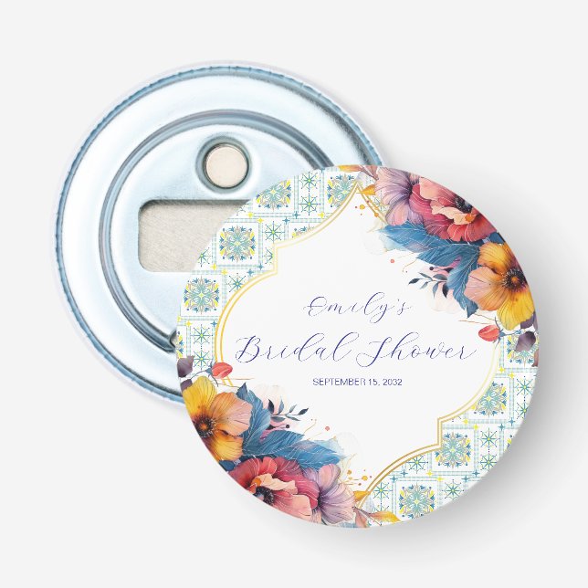 Abrebotellas Mediterráneo Azul Elegante Despedida de Soltera (Anverso)