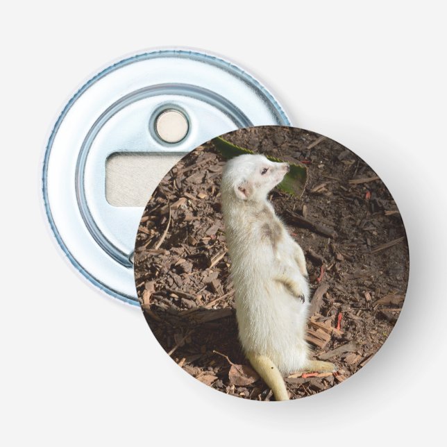Abrebotellas Meerkat Blanco, Apertura De Botella Magnética. (Anverso)
