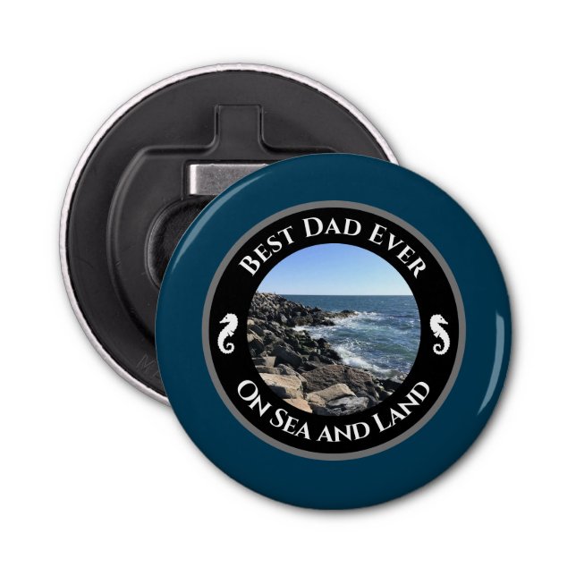 Abrebotellas Mejor Papá Jamás Océano Atlántico Azul Mar Rocoso  (Anverso)