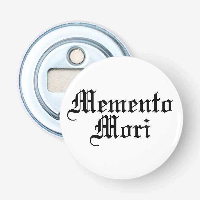 Abrebotellas Memento Mori - Frase latina (Anverso)