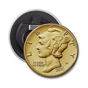 Abrebotellas Mercury Dime Centennial Gold Coin Image ~ Magnet