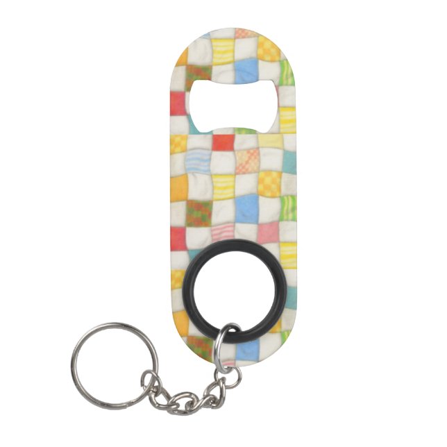 ABREBOTELLAS MINI DE PATCHWORK con Llavero (Anverso)
