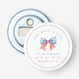 Abrebotellas Minimalista Preppy USA Acuarela Lazo 4 de Julio BB