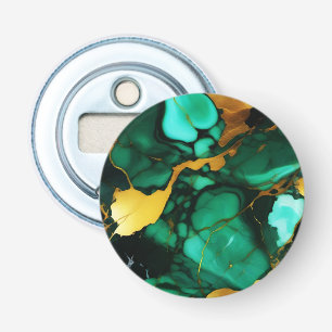 Abrebotellas Moda Elegante verde oscuro dorado Faux Marble