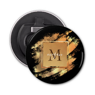 Abrebotellas Moda Faux Gold Glam Brushstrot Monogramado