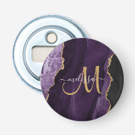 Abrebotellas Moda Purpurina de oro morado Agate Personalizado M