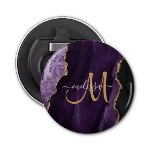 Abrebotellas Moda Purpurina de oro morado Agate Personalizado M