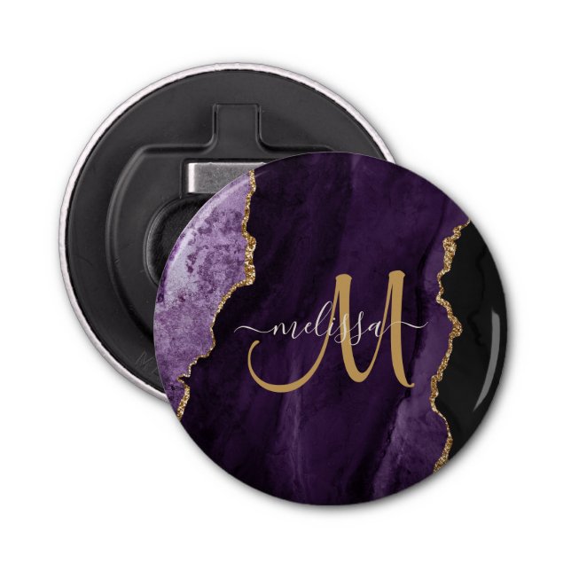 Abrebotellas Moda Purpurina de oro morado Agate Personalizado M (Anverso)