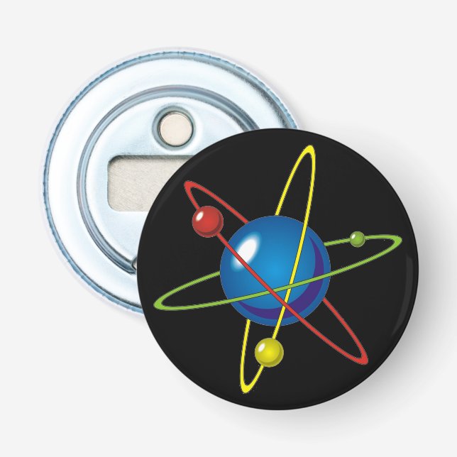 Abrebotellas Modelo colorido del Átomo (Anverso)