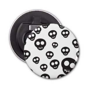 Abrebotellas Modelo con los cráneos negros en blanco