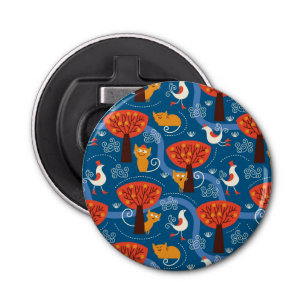 Abrebotellas modelo con los gatos y los pájaros lindos