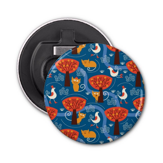 Abrebotellas modelo con los gatos y los pájaros lindos (Anverso)