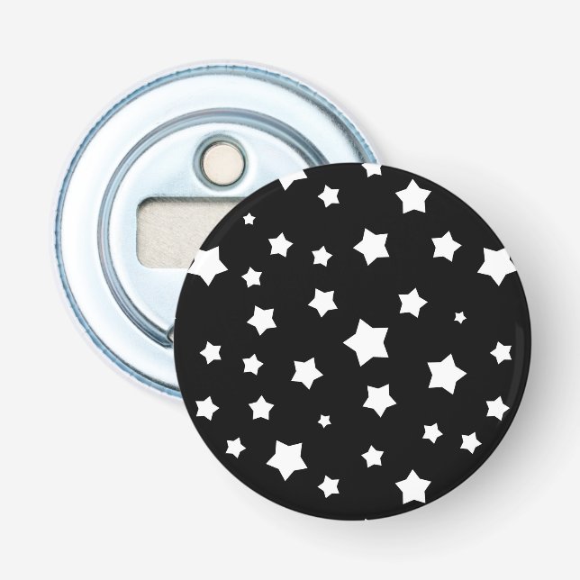 Abrebotellas Modelo de estrellas blanco y negro (Anverso)
