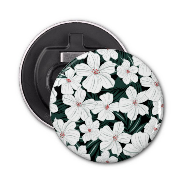 Abrebotellas Modelo de flores tropical blanco (Anverso)