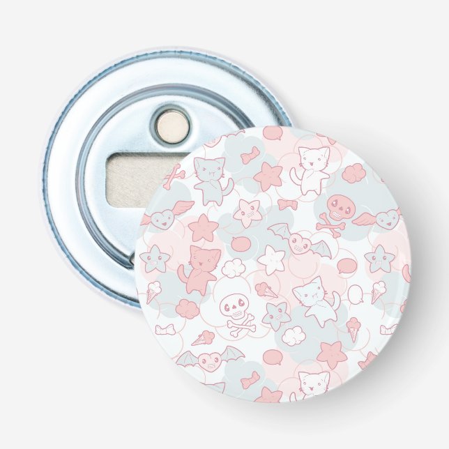 Abrebotellas modelo del kawaii con doodle (Anverso)
