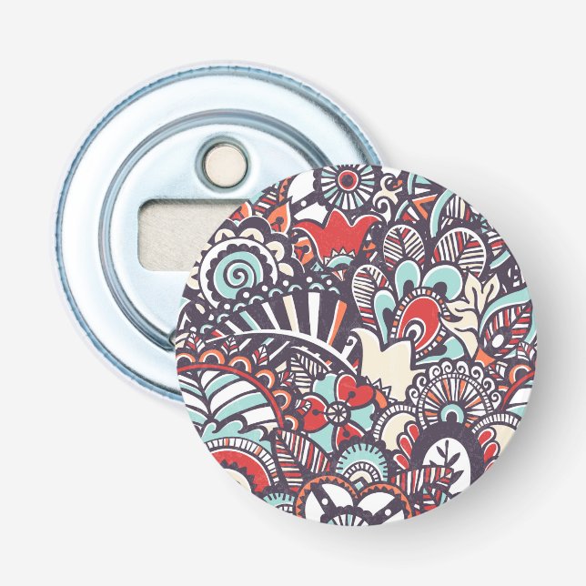 Abrebotellas Modelo floral del Doodle de Paisley (Anverso)