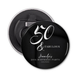 Abrebotellas Modern Elegant Black White Fifty Fabulous Birthday