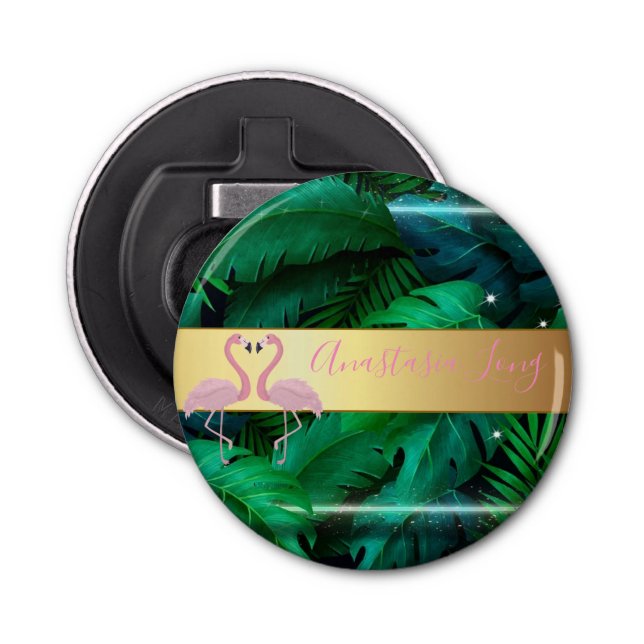 Abrebotellas Moderna, elegante, tropical, hojas de palmera, ros (Anverso)