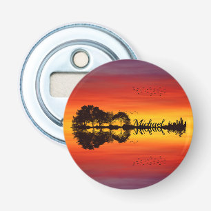 Abrebotellas Moderna Naranja Sunset Guitarist Name Watercolor