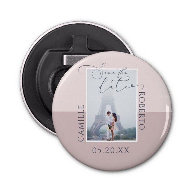 Abrebotellas Moderna Y Elegante Foto De Dos Tonos Rosa Guardar  (Anverso)