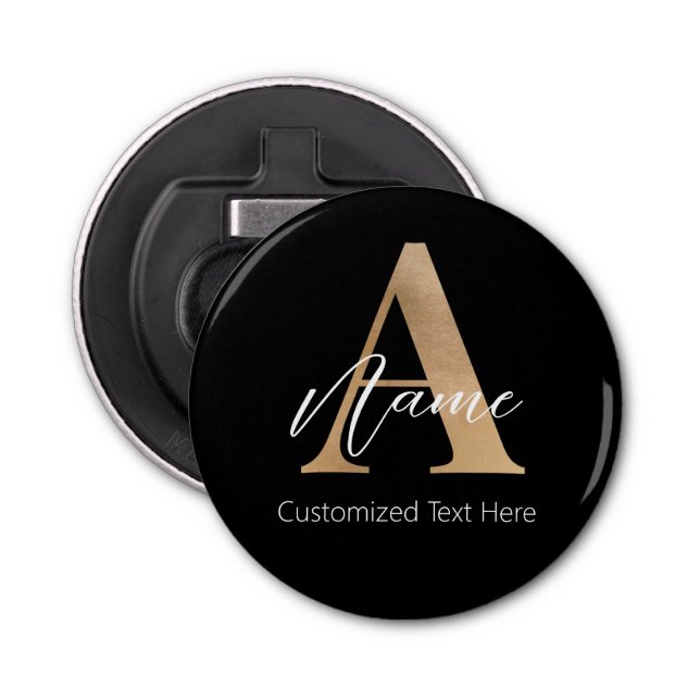 Abrebotellas Moderno Monogramado Inicial A & Name Personalizado (Anverso)