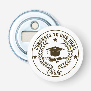 Abrebotellas Moderno nombre de graduado personalizado negro