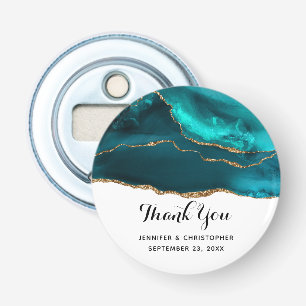 Abrebotellas Moderno y elegante Boda de ágata Verde azulada y c