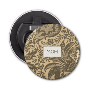 Abrebotellas Monograma botánico de William Morris Sepia